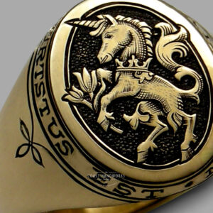 Up close and personal with our 'Unicorn Ring' to inspire your own signet ring wishes Up close and personal with our 'Unicorn Ring' to inspire your own signet ring wishes